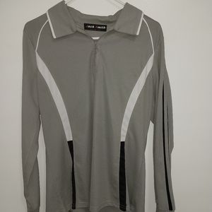 Grey Long Sleeve Casual Top w/Various White/Black Stripping
